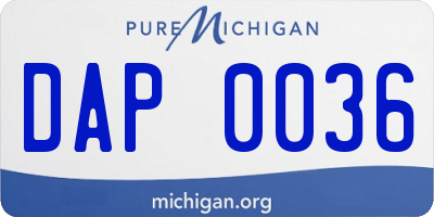 MI license plate DAP0036