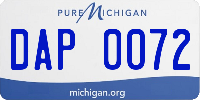 MI license plate DAP0072