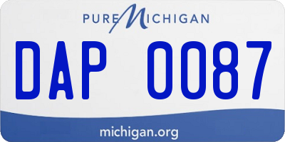 MI license plate DAP0087