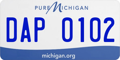 MI license plate DAP0102