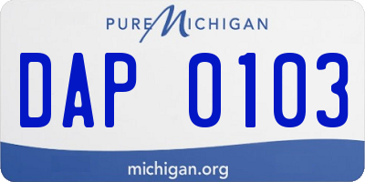 MI license plate DAP0103