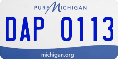 MI license plate DAP0113