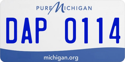 MI license plate DAP0114