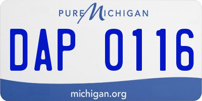 MI license plate DAP0116