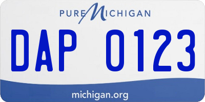 MI license plate DAP0123