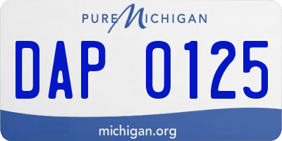 MI license plate DAP0125