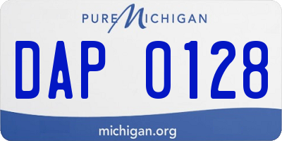 MI license plate DAP0128