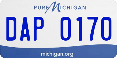 MI license plate DAP0170
