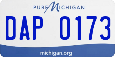 MI license plate DAP0173