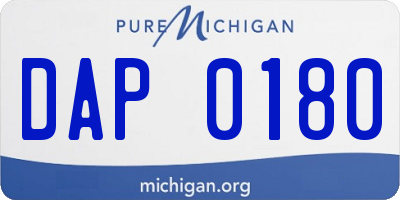 MI license plate DAP0180