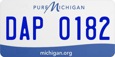 MI license plate DAP0182