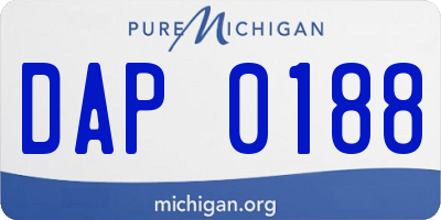 MI license plate DAP0188