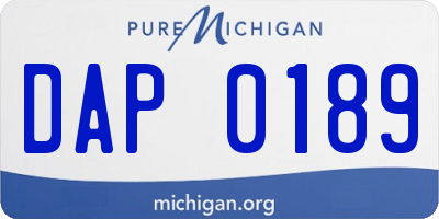 MI license plate DAP0189