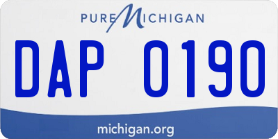 MI license plate DAP0190