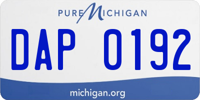 MI license plate DAP0192