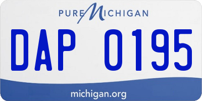 MI license plate DAP0195