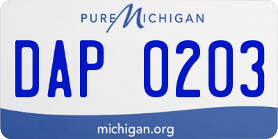 MI license plate DAP0203