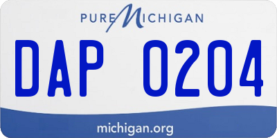 MI license plate DAP0204