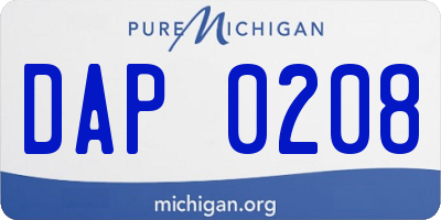 MI license plate DAP0208