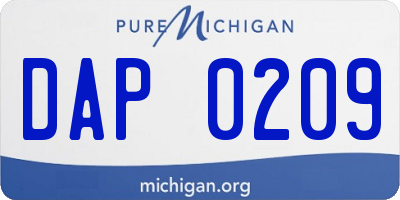 MI license plate DAP0209