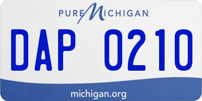 MI license plate DAP0210