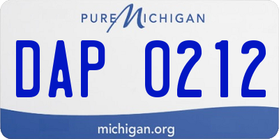 MI license plate DAP0212