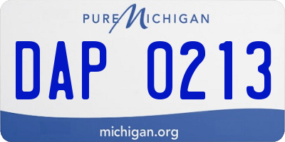 MI license plate DAP0213