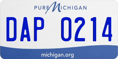 MI license plate DAP0214