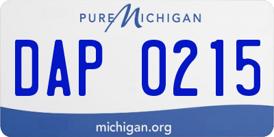 MI license plate DAP0215