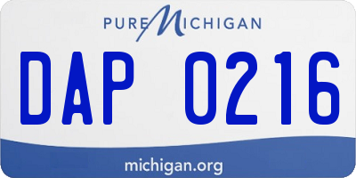 MI license plate DAP0216