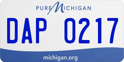 MI license plate DAP0217