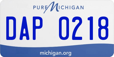MI license plate DAP0218