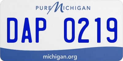 MI license plate DAP0219