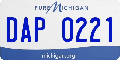 MI license plate DAP0221
