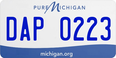 MI license plate DAP0223