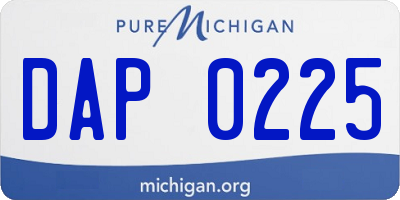 MI license plate DAP0225