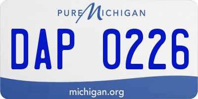 MI license plate DAP0226