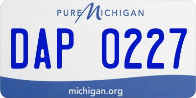 MI license plate DAP0227