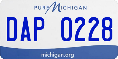 MI license plate DAP0228