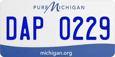 MI license plate DAP0229
