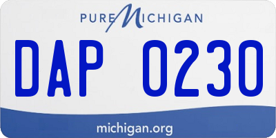 MI license plate DAP0230