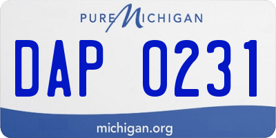 MI license plate DAP0231