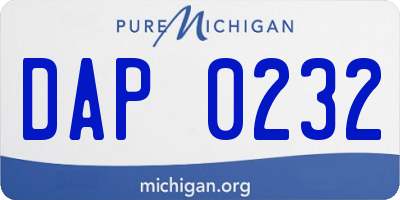 MI license plate DAP0232