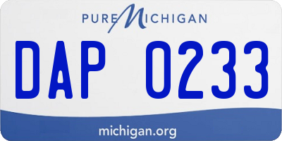 MI license plate DAP0233