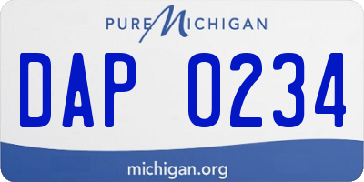 MI license plate DAP0234