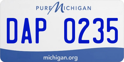 MI license plate DAP0235