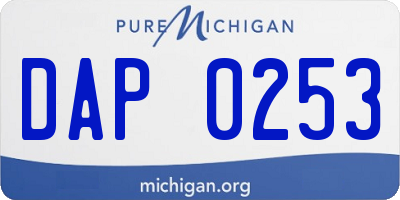 MI license plate DAP0253