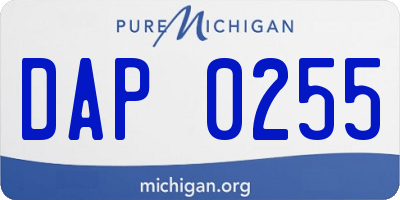 MI license plate DAP0255