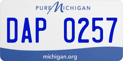 MI license plate DAP0257