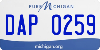 MI license plate DAP0259